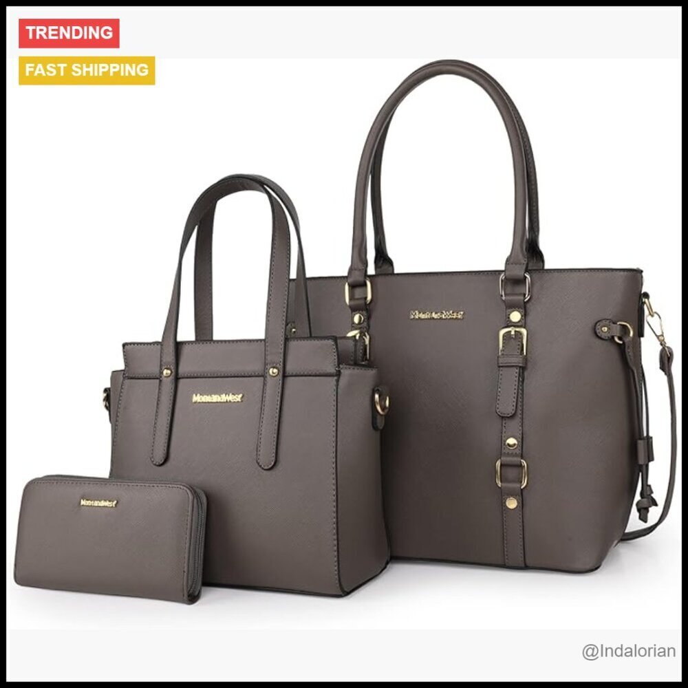 PU Leather Tote and Wallet Set Classic Elegant Adjustable Shoulder Bag Purse